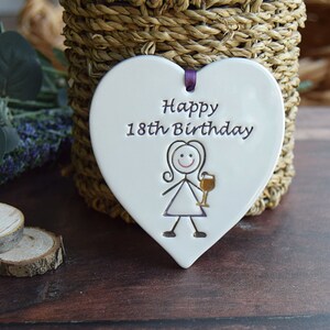 18th Birthday Gift, Handmade ceramic heart for her 18th Birthday, Happy 18th Birthday, 18th Gift for her image 5
