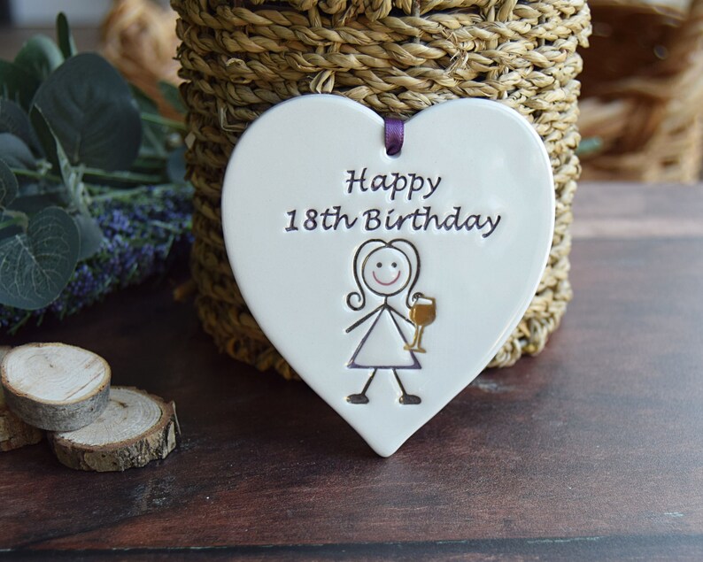 18th Birthday Gift, Handmade ceramic heart for her 18th Birthday, Happy 18th Birthday, 18th Gift for her image 5
