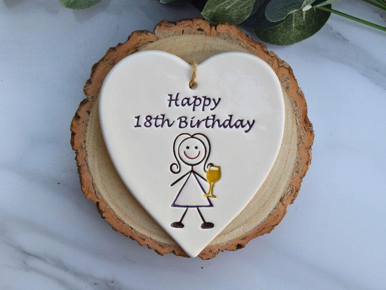 18th Birthday Gift, Handmade ceramic heart for her 18th Birthday, Happy 18th Birthday, 18th Gift for her image 3