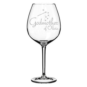 Custom Engraved Personalized Jumbo 20 oz Wine Glass Godmother Baptism Gift