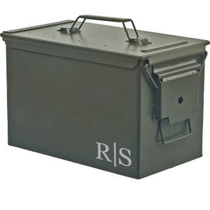 Personalized Engraved .50 Cal or .30 Cal Caliber Ammo Can Storage Box Monogram Initials Groomsmen Gift Wedding Groom Father Dad Grandfather
