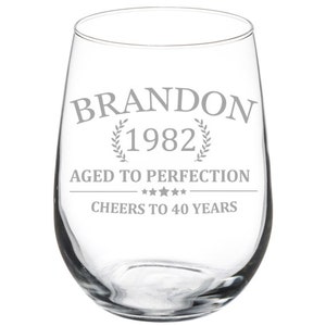 Custom Personalized Engraved Birthday Gift Cheers To Years Stemless or Stemmed Wine Glass 21st 30th 35th 40th 50th 60th 70th 80th Birthday