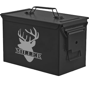 Matte Black Personalized Engraved .50 Cal or .30 Cal Caliber Ammo Can Storage Box Deer Hunting Groomsmen Gift Wedding Groom Father Dad  Gift