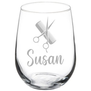Hairdresser Hair Stylist  Custom Personalized Engraved Stemless or Stemmed Wine Glass