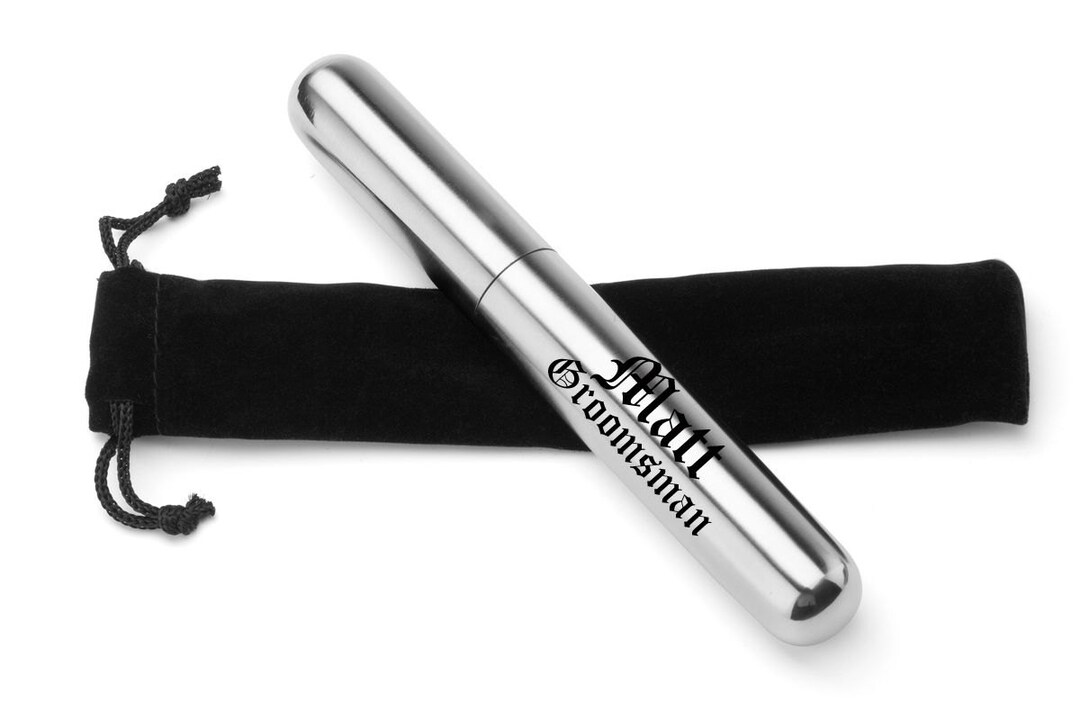 Engraved Stainless Steel Cigar Flask Tube Case Holder With Velvet Bag ...