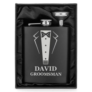 free funnel Engraved Steel HIP FLASK black 7oz in gift box with white liner free funnel Engraved Steel HIP FLASK black 7oz in gift box with white liner