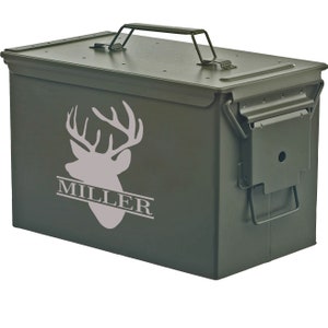 Personalized Engraved .50 Cal or .30 Cal Caliber Ammo Can Storage Box Deer Hunting Groomsmen Gift Box Wedding Groom Father Dad Friend Gift