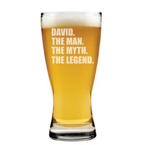 The Man Myth Legend  Beer Glass Pilsner Stein Mug Custom Personalized Engraved Gift