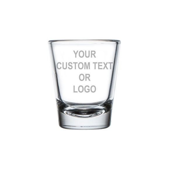 Engraved Personalized 2 oz Shot Glass With Your Custom Text or Logo Wedding Favors Promotional Giveaway Party Favors Corporate Gifts