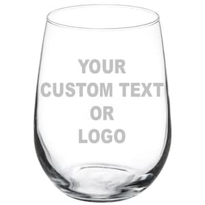 36 Engraved Personalized 17 oz Stemless Wine Glass With Your Custom Text or Logo Wedding Favors Promotional Giveaway 36 Glasses