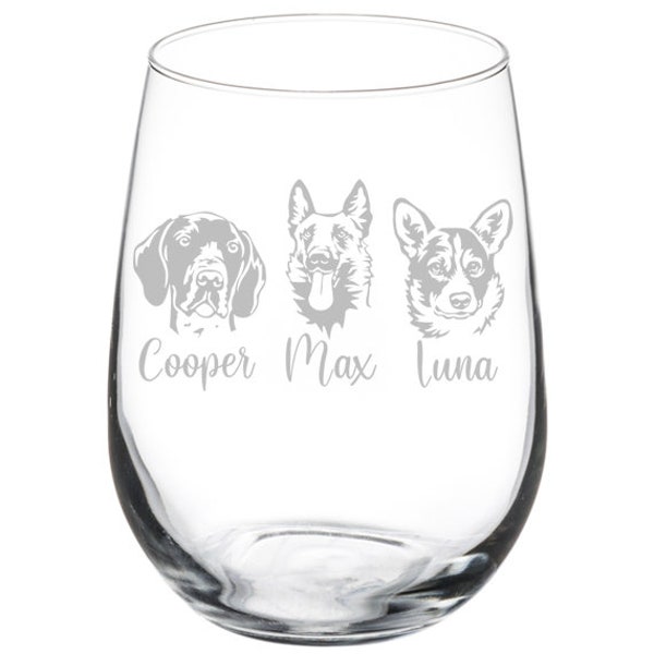 Custom Personalized Dog Face Stemless or Stemmed Wine Glass, Dog Dad Gift, Dog Mom Gift, Dog Mama, Personalized Dog Glass, Custom Dog Glass