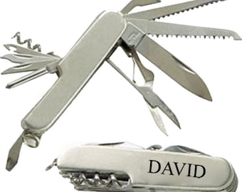 Engraved Stainless Steel Pocket Knife Multi Tool Personalized Custom Groomsman Best Man Father Brother Wedding Gift