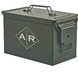 Personalized Engraved .50 Cal or .30 Cal Caliber Ammo Can Storage Box Square Monogram Initials Groomsmen Gift Wedding Father Dad Grandfather