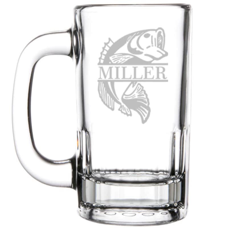 Custom Engraved Personalized Bass Fish Fishing Beer Mug Glass Etsy