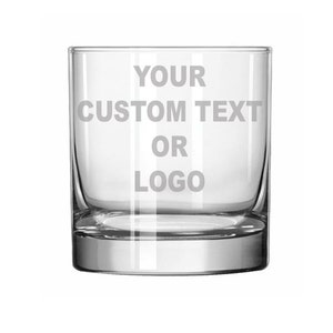 36 Engraved Personalized 11 oz Rocks Whiskey Glass With Your Custom Text or Logo Wedding Favors Promotional Giveaway 36 Glasses