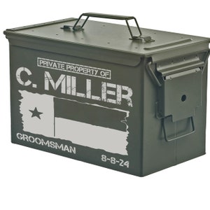 Personalized Engraved .50 Cal or .30 Cal Caliber Ammo Can Storage Box 5 Star Grandpa Gift Dad Grandfather