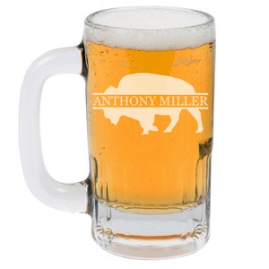 Buffalo Beer Mug Glass Stein Custom Personalized Engraved