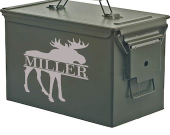 Personalized Engraved .50 Cal or .30 Cal Caliber Ammo Can Storage Box Moose Hunting Groomsmen Gift Box Wedding Groom Father Dad Friend Gift