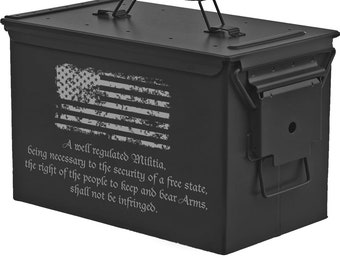 Black American Flag Grunge .50 Cal or .30 Cal Caliber Ammo Can Storage Box Father Dad Gift 2nd Amendment Right To Keep And Bear Arms