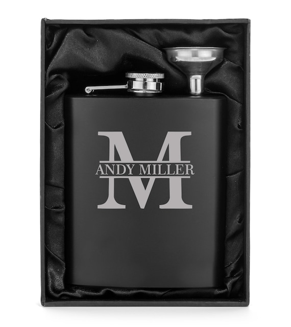 Split Letter Monogram Wedding flask for Groomsman Best Man Gifts PERSONALIZED BLACK FLASK Split Letter Monogram Wedding flask for Groomsman Best Man Gifts PERSONALIZED BLACK FLASK