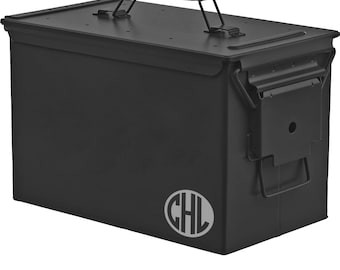 Matte Black Monogram Personalized Engraved .50 Cal or .30 Cal Caliber Ammo Can Storage Box Groomsmen Gift Box Wedding Groom Father Dad Gift