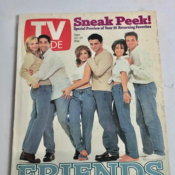 Vintage 1995 FRIENDS TV Guide Article Photos Cover Melrose Place Frasier Ad Matthew Perry Jennifer Aniston Courtney Cox