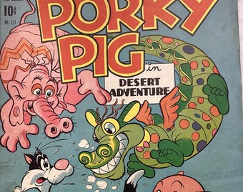 1950 PORKY PIG #277 Vintage Dell Comic Book Golden Age Desert Adventure