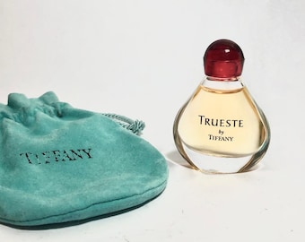 Vintage 1990's Mini Tiffany TRUESTE Pefrume in Bottle w Original Drawstring Pouch