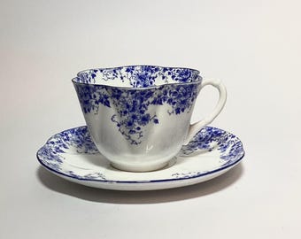 Vintage Dainty Blue & White Shelley Teacup Collectible England