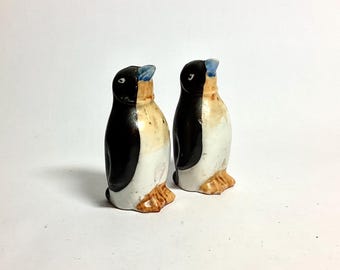 Vintage Penguin Salt & Pepper Shakers Cork Stoppers