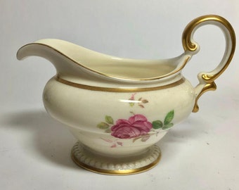 Vintage Dolly Madison Creamer Castleton China Mark Rose Design with Gold Trim