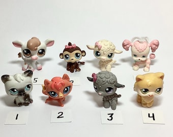 Vintage Littlest Pet Shop Figure: Yellow Magnetic Kitty Pink Puppy Dog Orange Fox