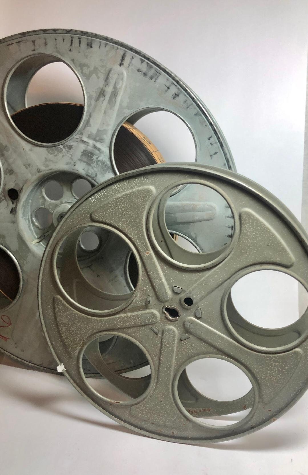 LARGE or SMALL 35mm Vintage Industrial Film Reel Movie Theatre Memorabilia  Man Cave Home Theater Media Room Decor OLD Rustic Photo Prop 