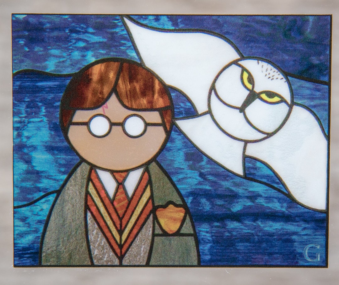 Stained Glass Pattern Owl Hedwig Harry Potter • Stained Glass
