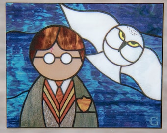 Harry and Hedwig Stained Glass Window Cling