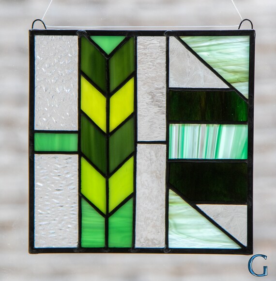 Green Mix Unique Design Mother S Day Stained Glass Geometric Suncatcher Gift Idea Glass Art Art Collectibles Vadel Com