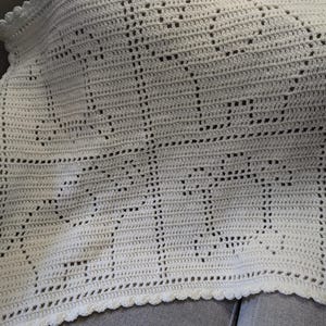 Filet Crochet Baby Blanket, Elephant and Turtle - PDF Pattern