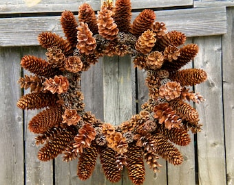 Pine Cone Wreath (18"), NJ Pine Cone Wreath, Christmas Wreath, Holiday Wreath, Front Door Wreath, Winter Wreath, Fall Wreath