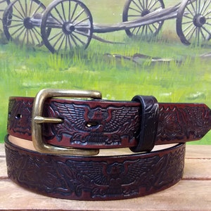 Eagle Embossed Leather Belt