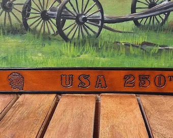 Artisan Handcrafted USA 250th Anniversary Commemorative Patriotic Leather Belt