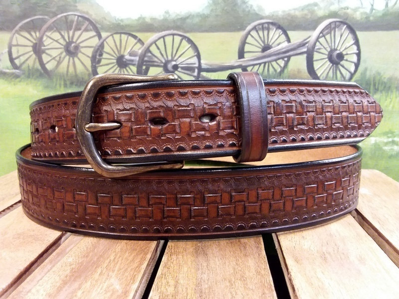 Anchor Rope Edge Embossed Leather Belt - Cellar Leather