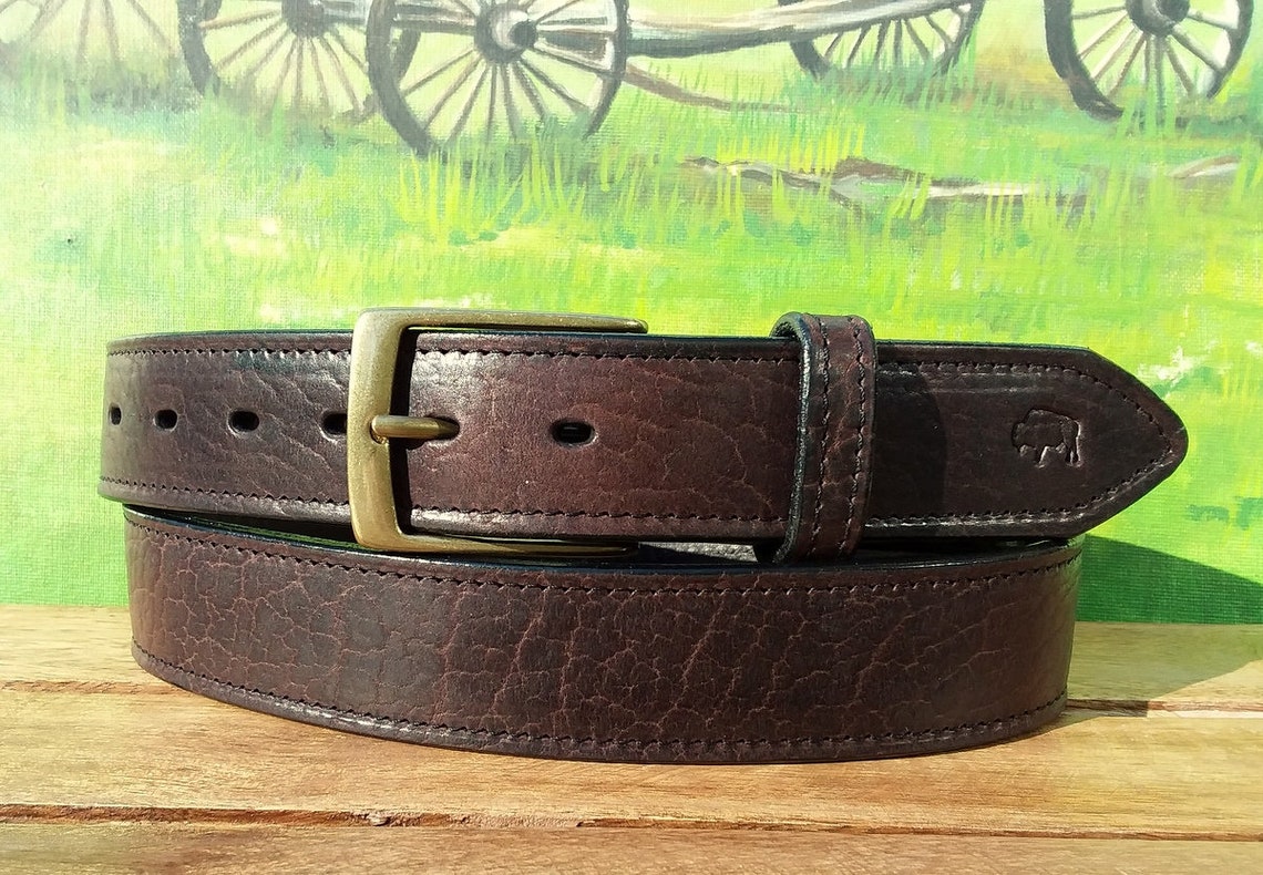 American Bison Leather Belt - Etsy