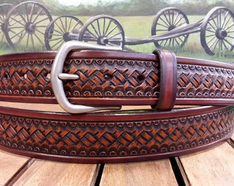 Wicker Basketweave Leather Belt