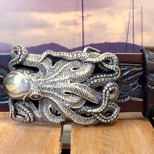 Kraken Dragon Embossed Leather Belt