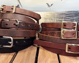 Artisan Handcrafted Skinny Thin Leather Belts