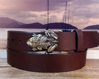 Ribbit Frog Leather Belt