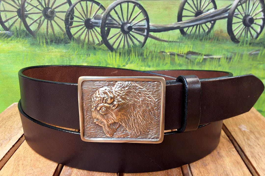 Artisan Handcrafted American Bison Buckle Leather Belt - Etsy display picture 2