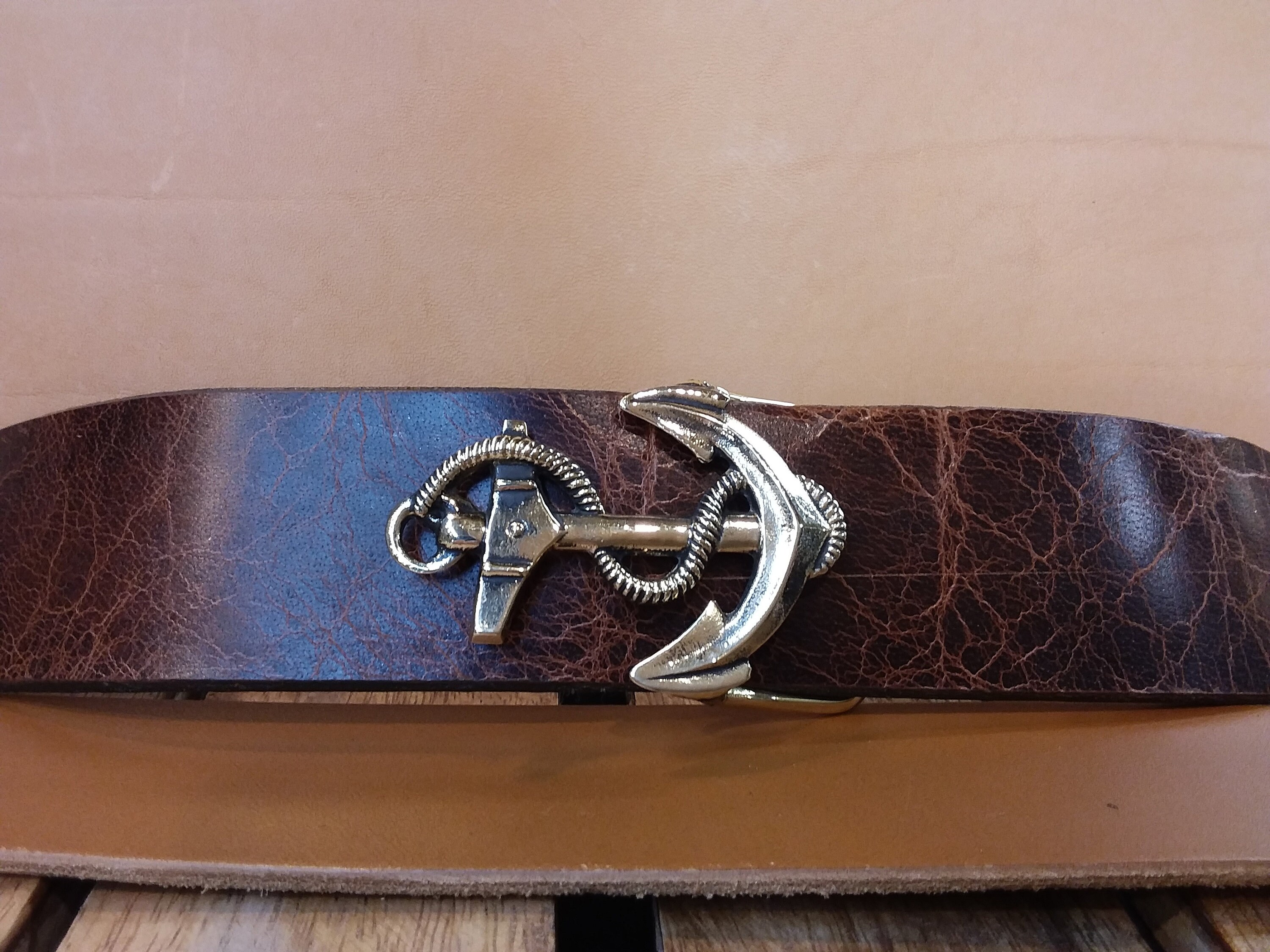 Paul Smith Off White Leather Belt with Anchor Buckle Men main image 4