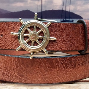 Ships Wheel Leather Sailing Belt
