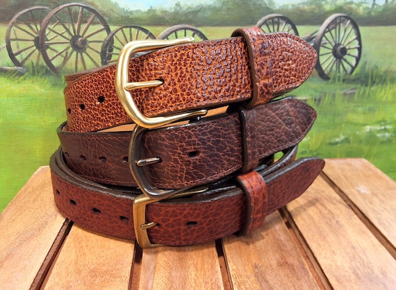 Genuine American Bison Leather Belt in Black